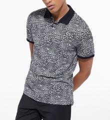 Black Leopard Print Polo | Men | Ecru