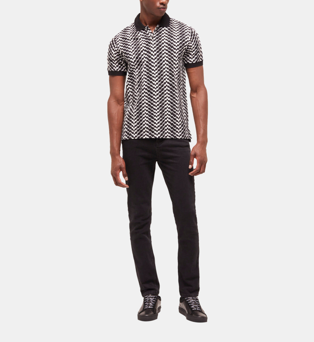 Printed Polo Shirt | Men | Black x White