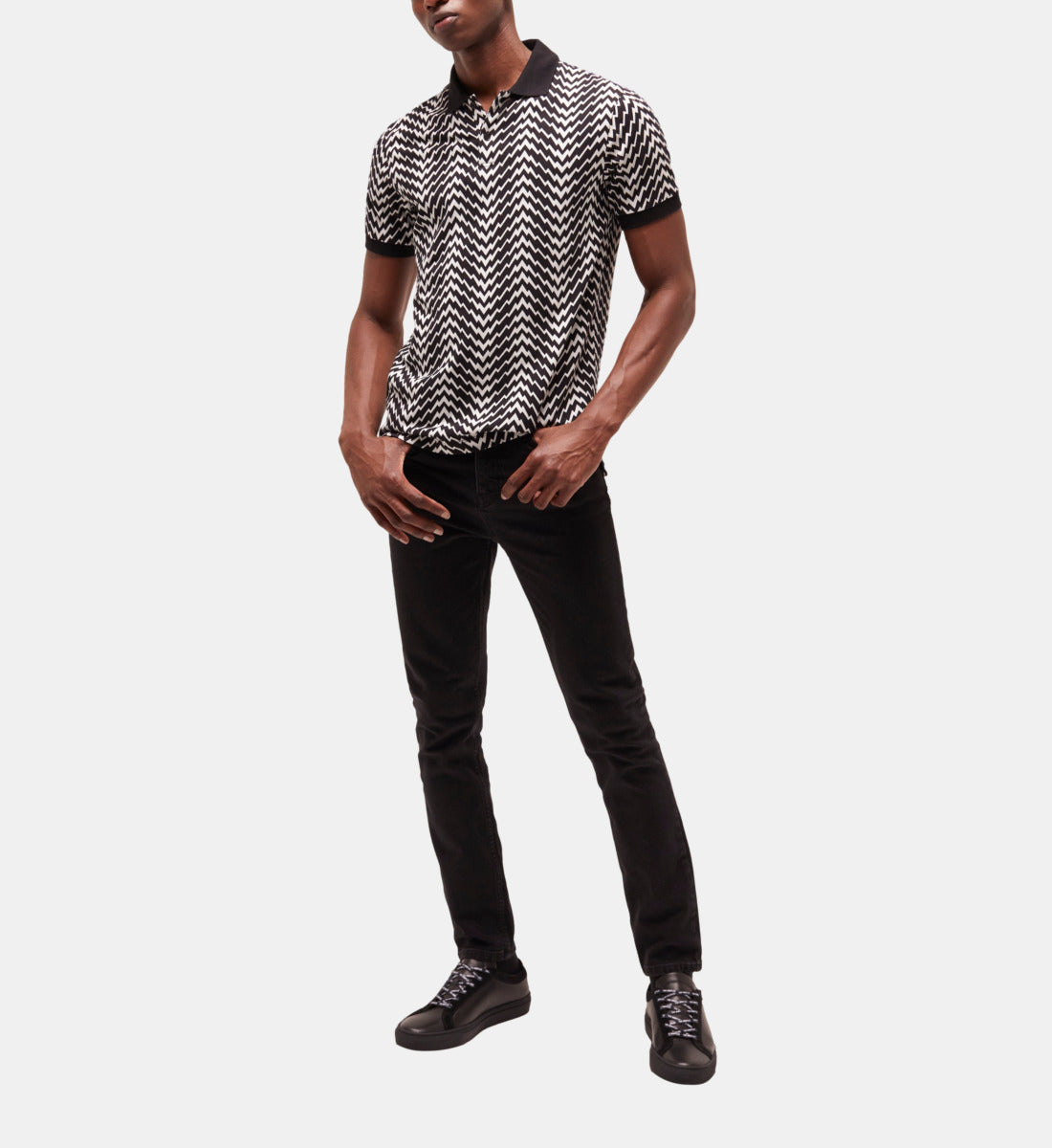 Printed Polo Shirt | Men | Black x White