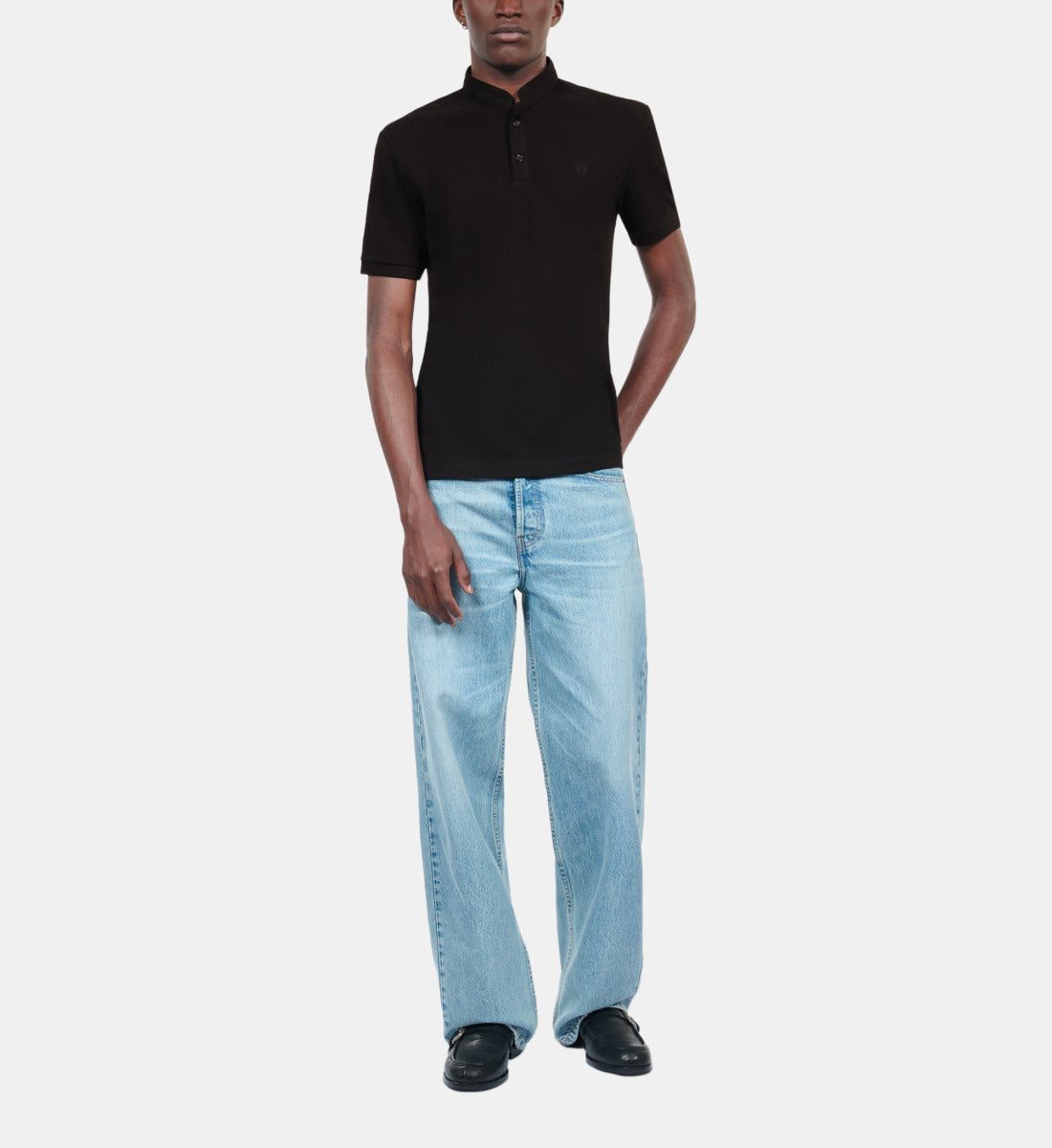 Pique Cotton Polo T-Shirt | Men | Black