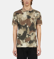 Print Pique Cotton Polo T-Shirt | Men | Camouflage