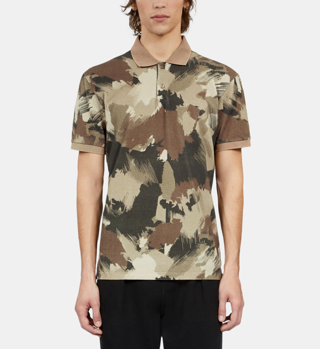 Print Pique Cotton Polo T-Shirt | Men | Camouflage