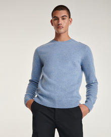 Sky Wool Sweater With Embroidered Heart | Men | Light Blue