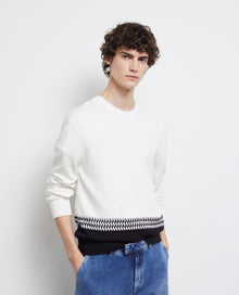 Two-Tone Knit Sweater | Men | White x Black