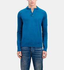 Knit Polo T-Shirt | Men | Medium Blue