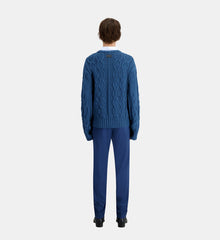 Cable Wool Sweater | Men | Blue Petrol