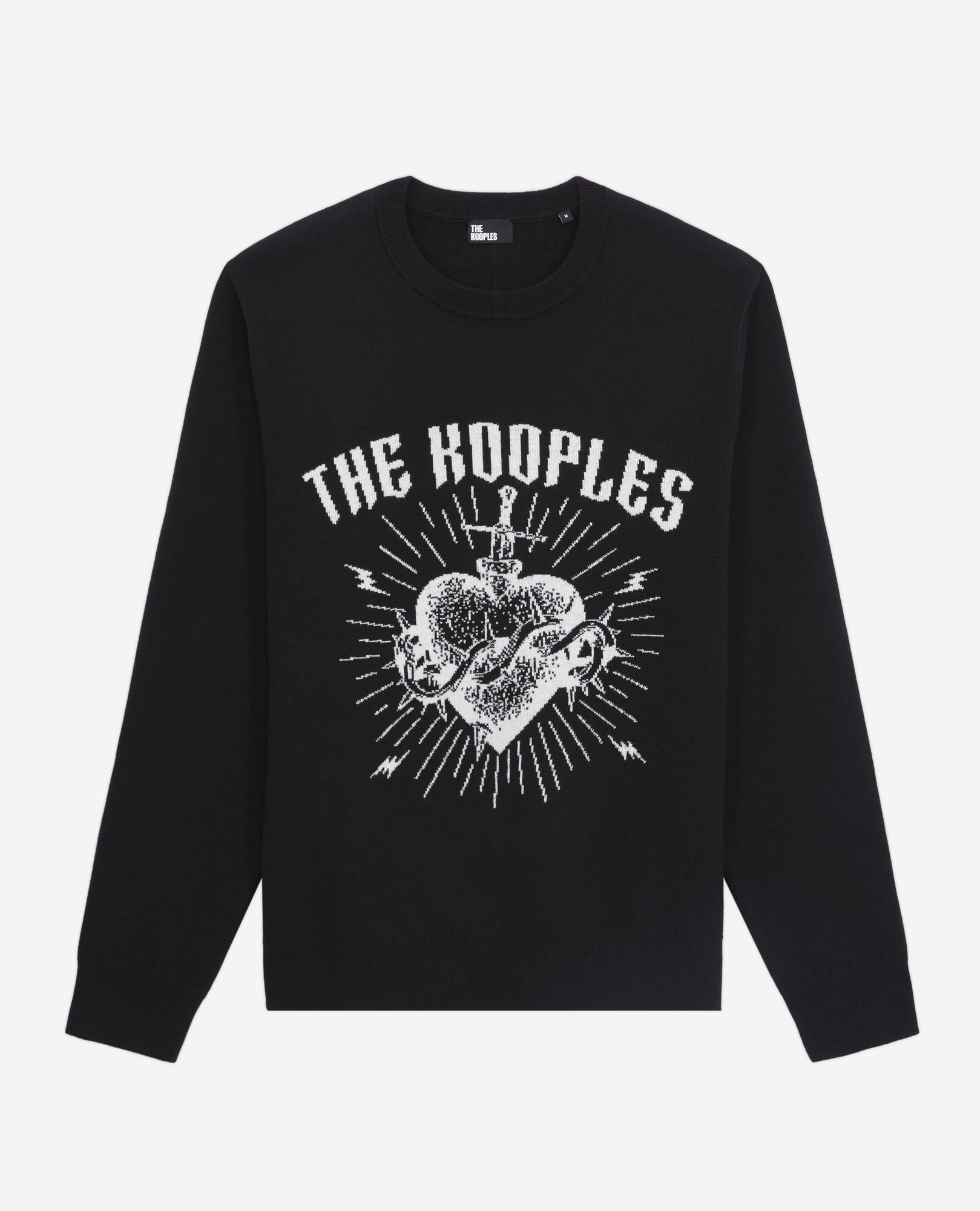 Dagger Through Heart Sweater In Wool Blend | Men | Black x White