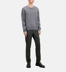 Wool Blend Sweater With Embroidery | Men | Melange Grey