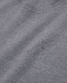 Wool Blend Sweater With Embroidery | Men | Melange Grey