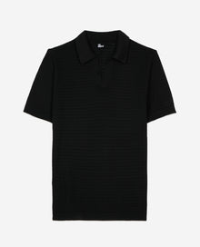 Openwork Knit Polo T-Shirt | Men | Black