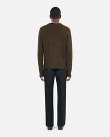 Khaki Wool Sweater | Men | Olive Night