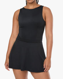 Boatneck Tennis Dress | Black