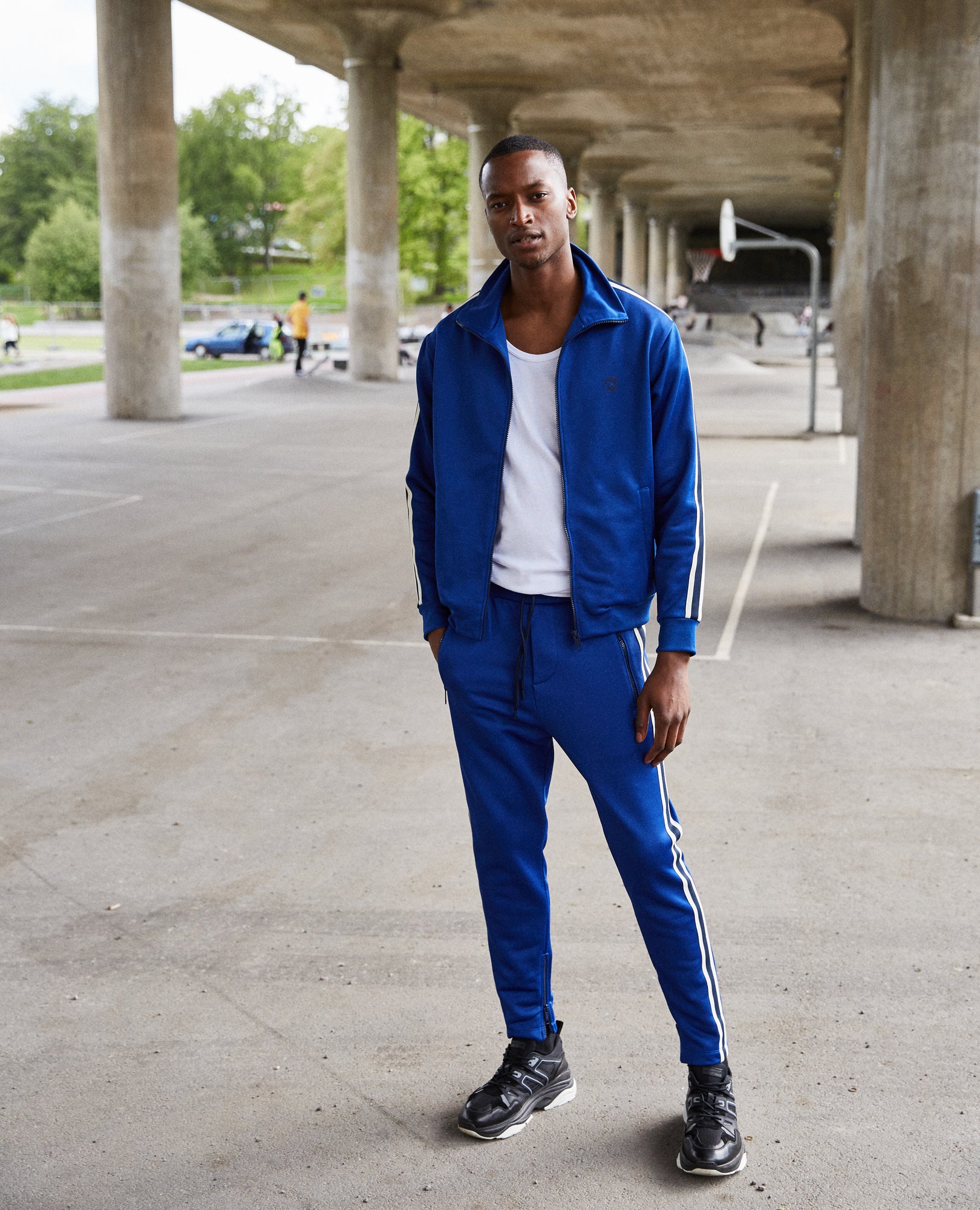 Sportswear Jacket Two-Tone Bands | Men | Electric Blue