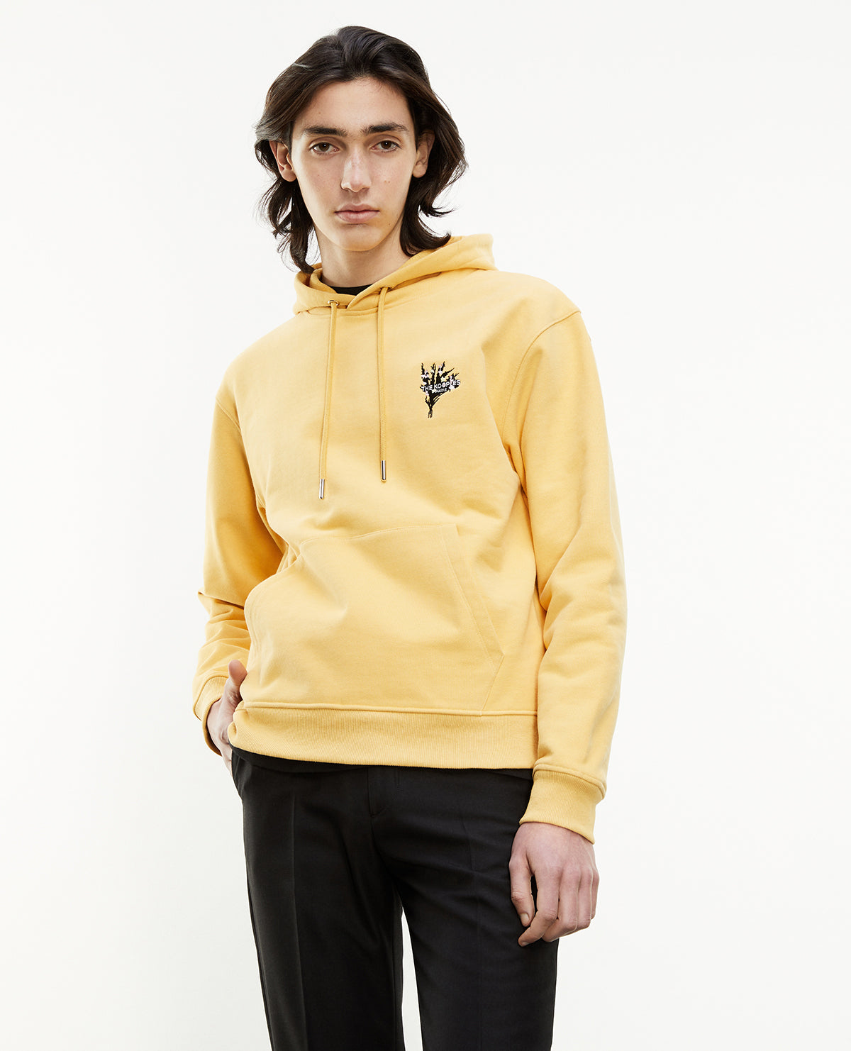 Hoodie With Embroidered Flower | Men | Light Yellow