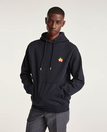 Sweatshirt Hood & Embroidered Flame Logo | Men | Navy