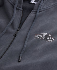 Hoodie With Racing Skull Serigraphy | Men | Black Washed