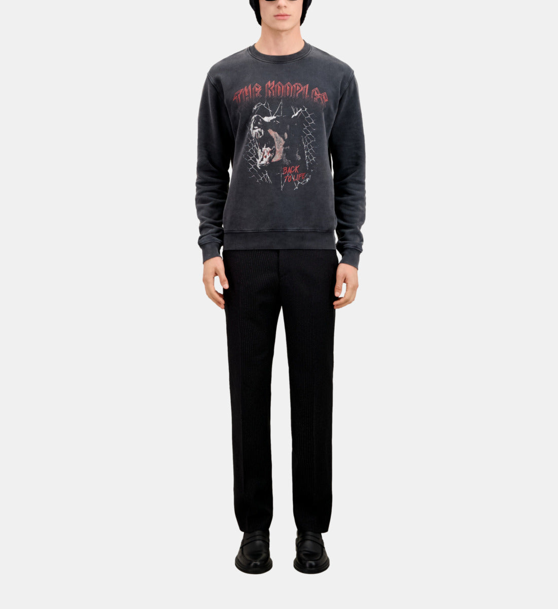 Sweatshirt With Barking Dog Serigraphy | Men | Black Washed