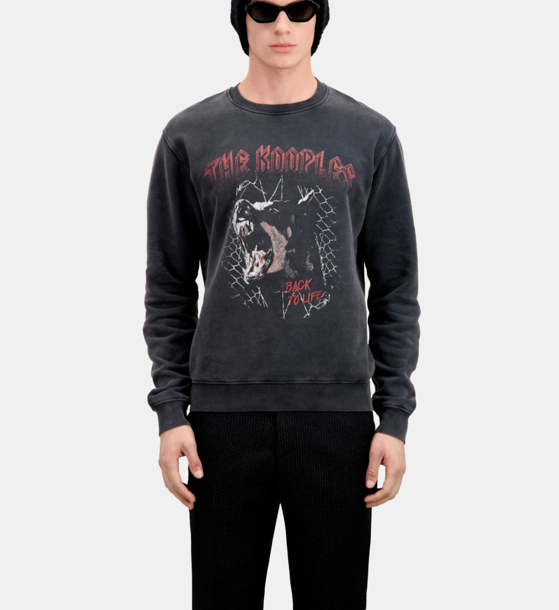 Sweatshirt With Barking Dog Serigraphy | Men | Black Washed