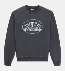 Sweatshirt With Racing Skull Serigraphy | Men | Black Washed