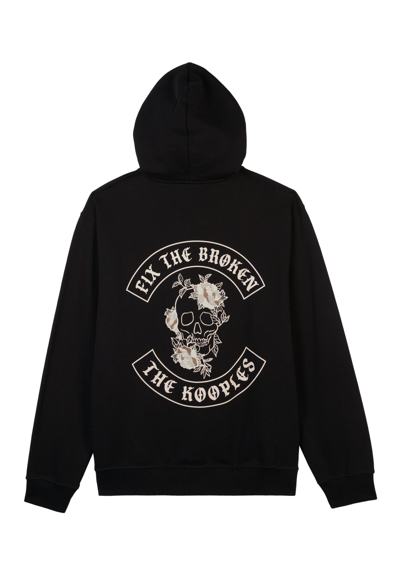 Hoodie With Flower Skull Serigraphy | Men | Black