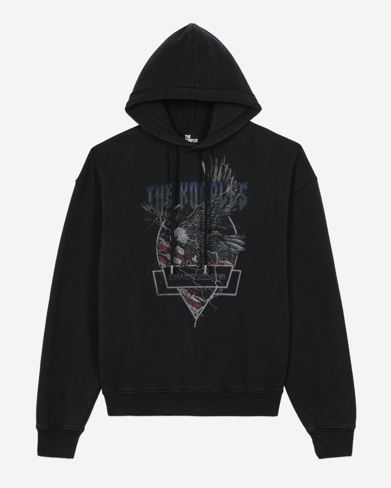 Hoodie With Chaos Eagle Serigraphy | Men | Black Washed