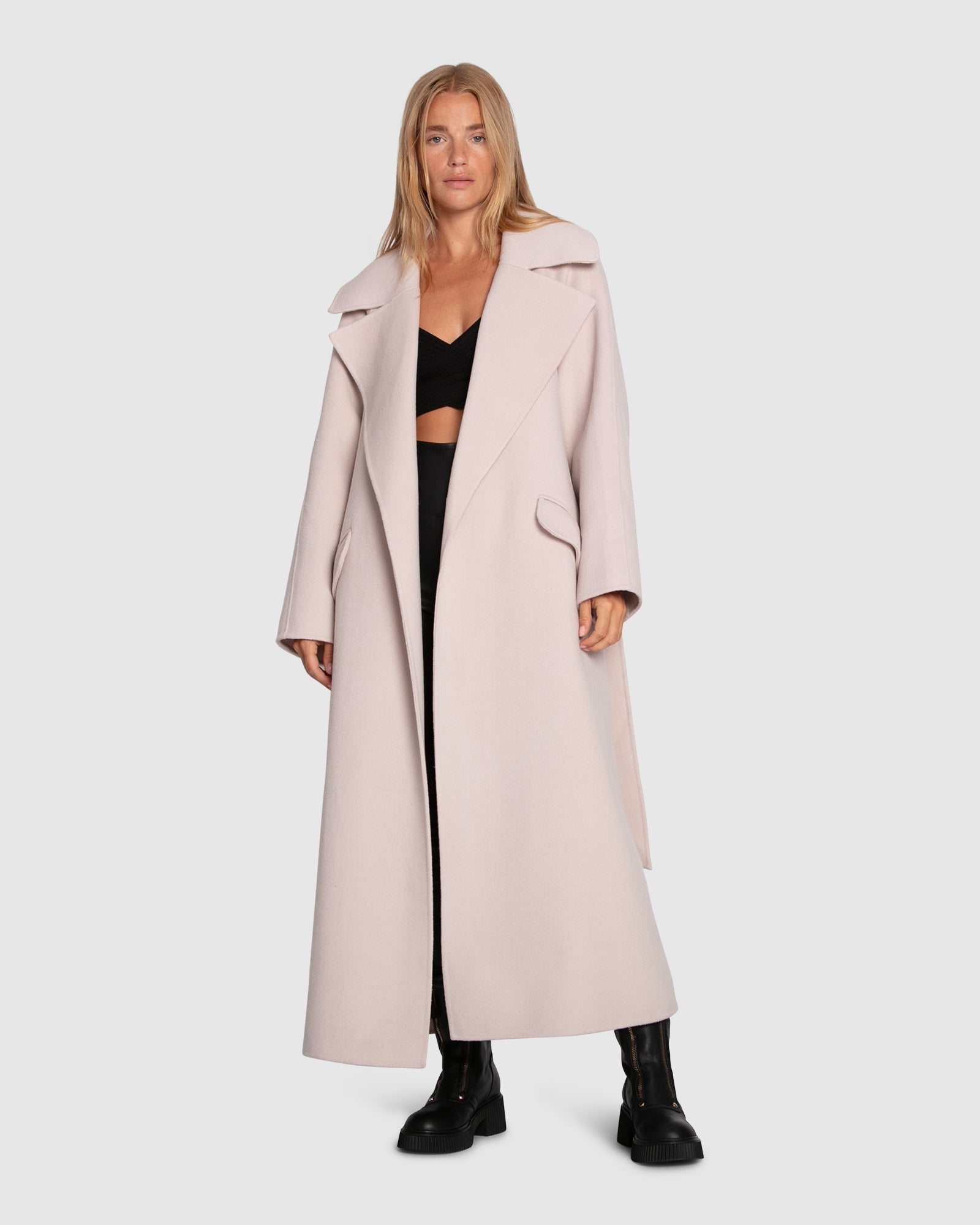 Women | Heart To Heart Wool Blend Large Collar Maxi Coat | Rosewater