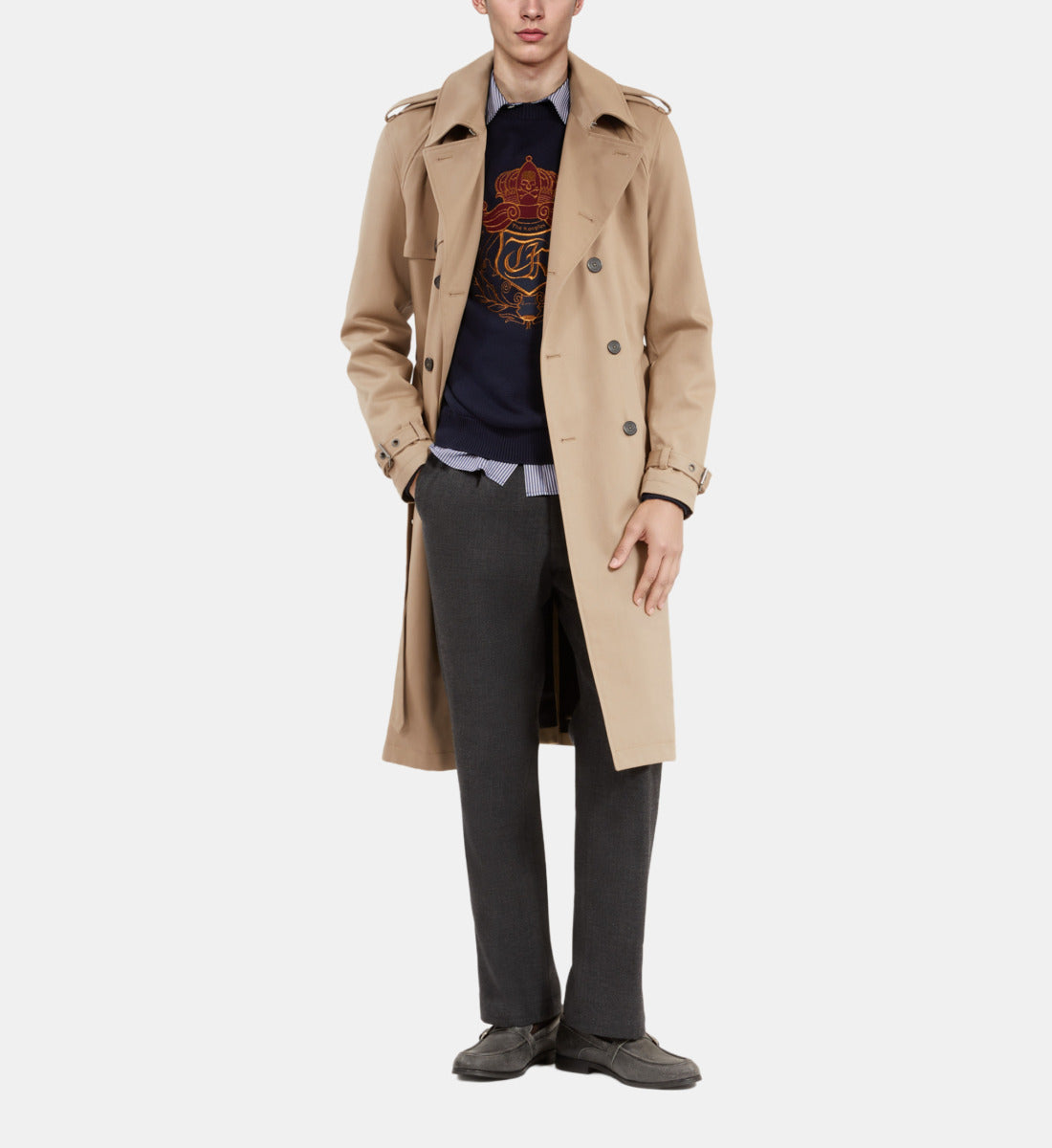 Long Trench Coat | Men | Beige