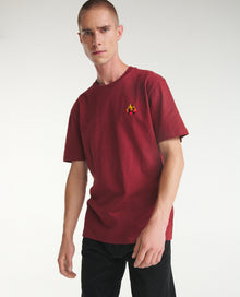 Cotton T-Shirt With Flame Embroidery | Men | Red