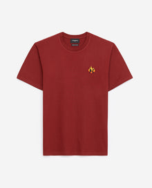 Cotton T-Shirt With Flame Embroidery | Men | Red