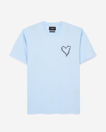 T-Shirt With Embroidered Heart | Men | Chambray Blue