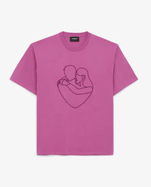 Pink Cotton T-Shirt With Tone-On-Tone Embroidery | Men | Purple