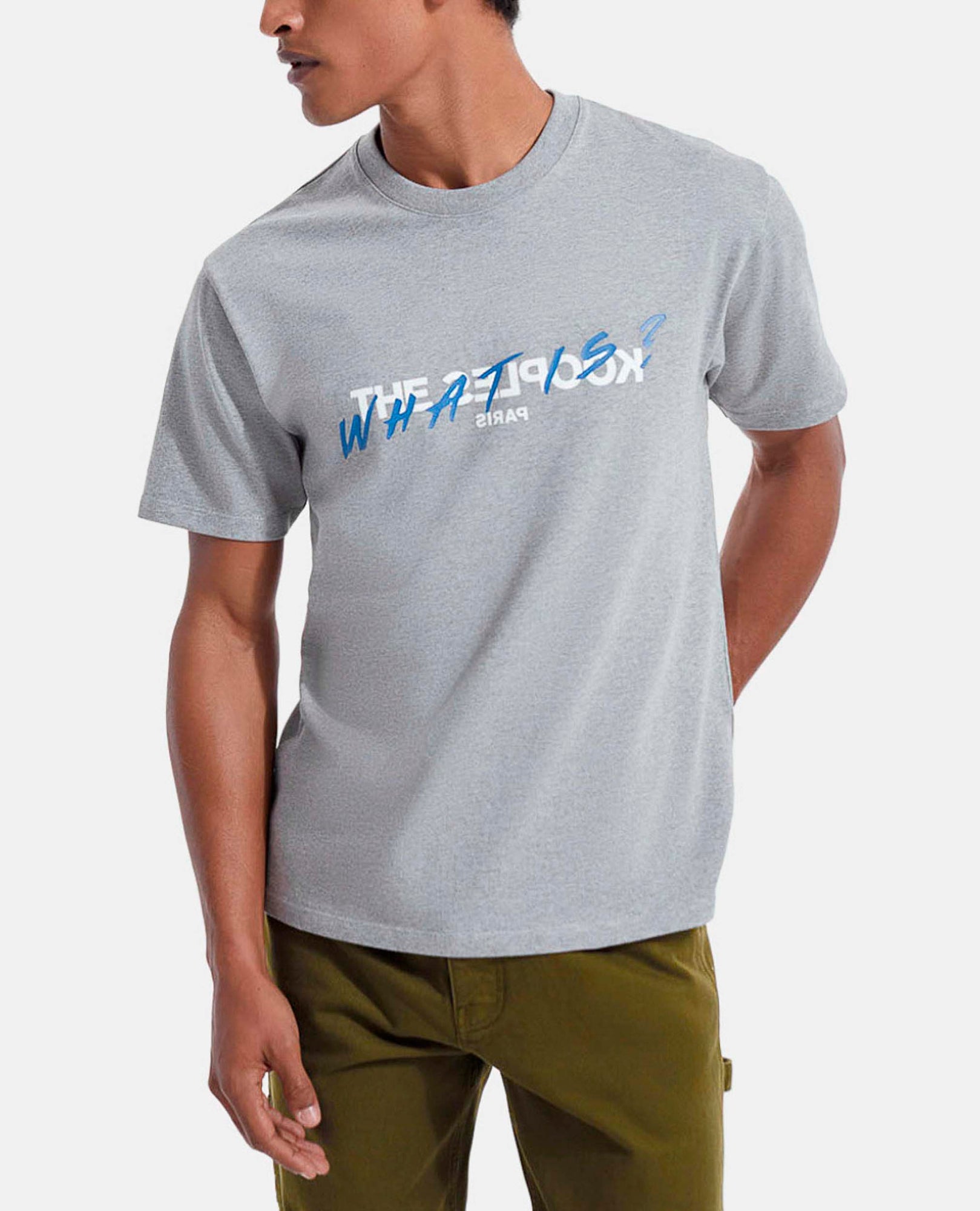 Gray Cotton T-Shirt With "What Is" Print | Men | Grey Melange