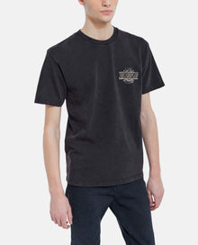 Faded Crew Neck Cotton T-Shirt W/ Print | Men | Black Washed