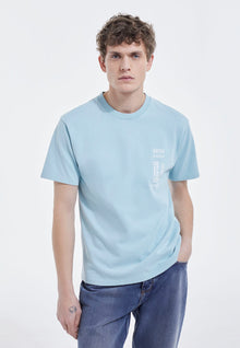 Cotton T-Shirt W/ Contrast Logo | Men | Blue Sky