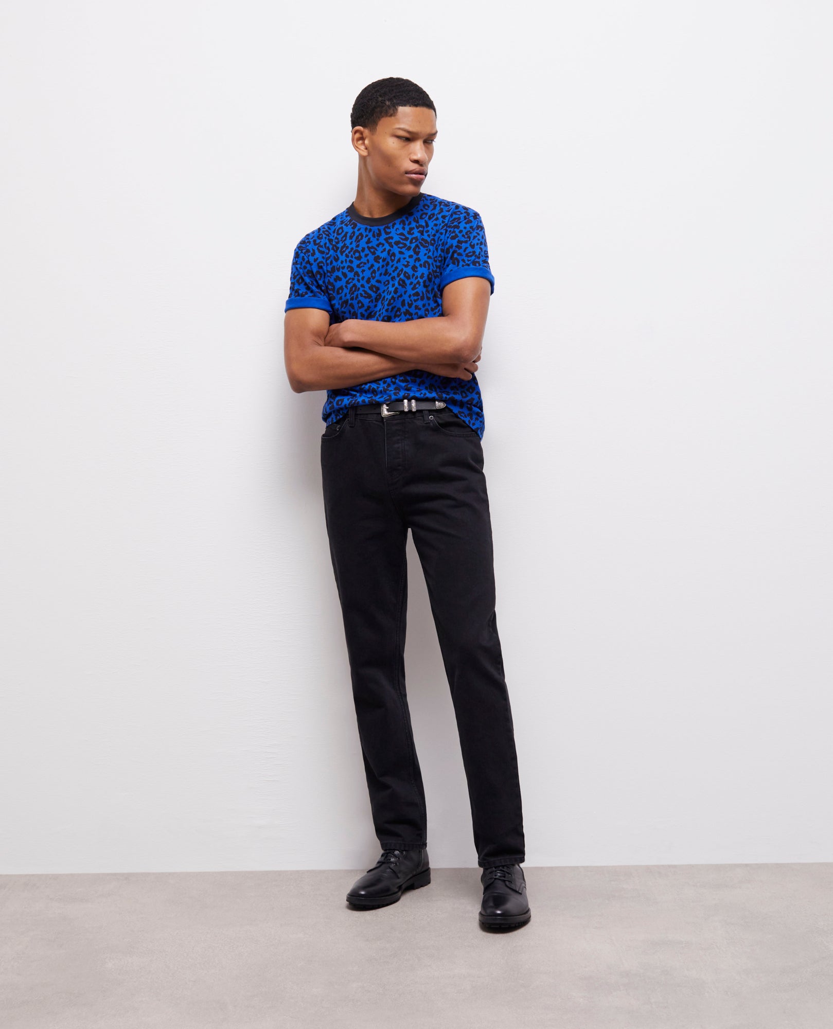 Leopard Print Shirt | Men | Blue Electric