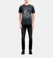 T-Shirt With Vintage Skull Serigraphy | Men | Black Washed