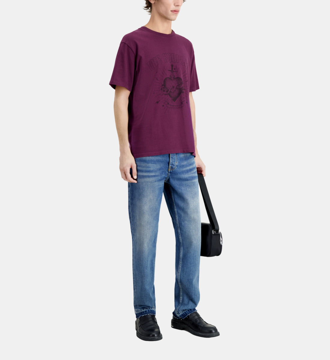 Burgundy T-Shirt With Dagger Through Heart Serigraphy | Men | Bordeaux