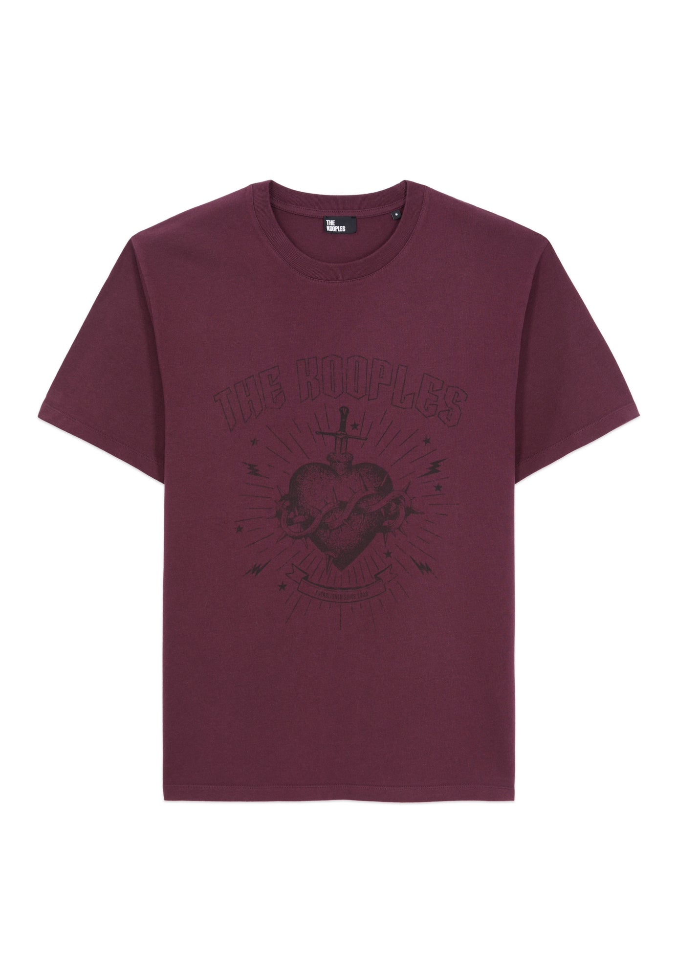 Burgundy T-Shirt With Dagger Through Heart Serigraphy | Men | Bordeaux