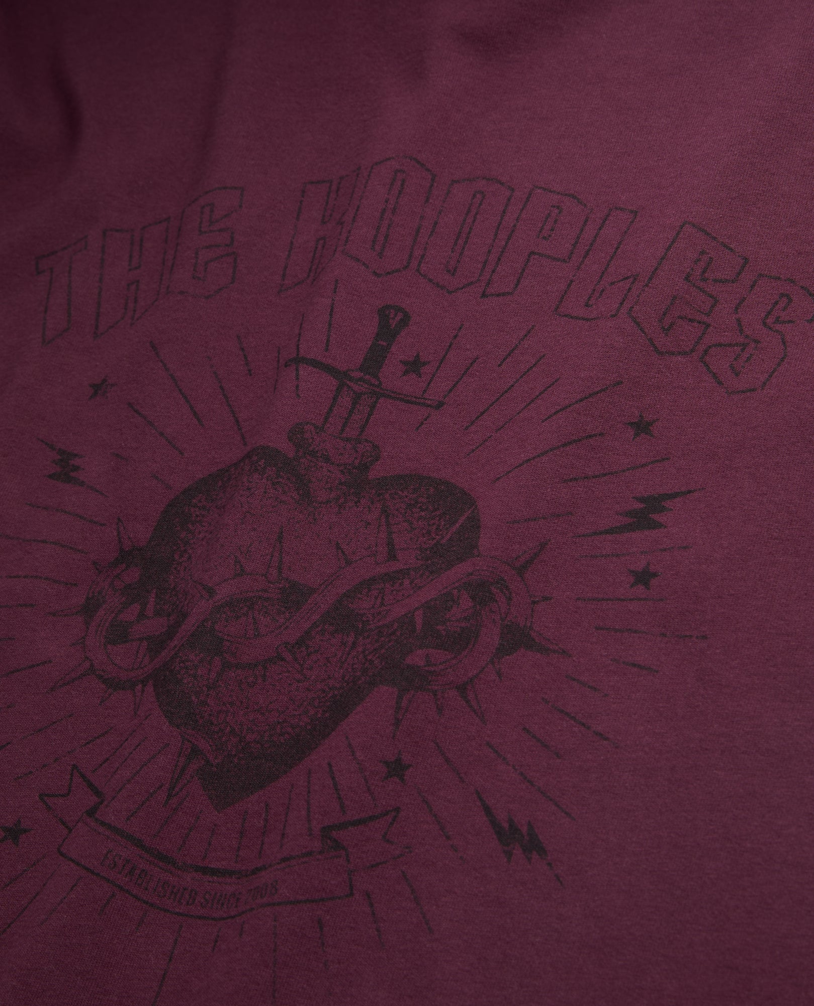 Burgundy T-Shirt With Dagger Through Heart Serigraphy | Men | Bordeaux