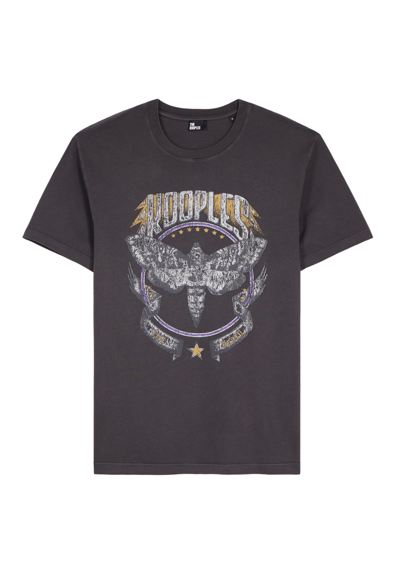 Grey T-Shirt With Skull Butterfly Screen Print | Men | Carbone