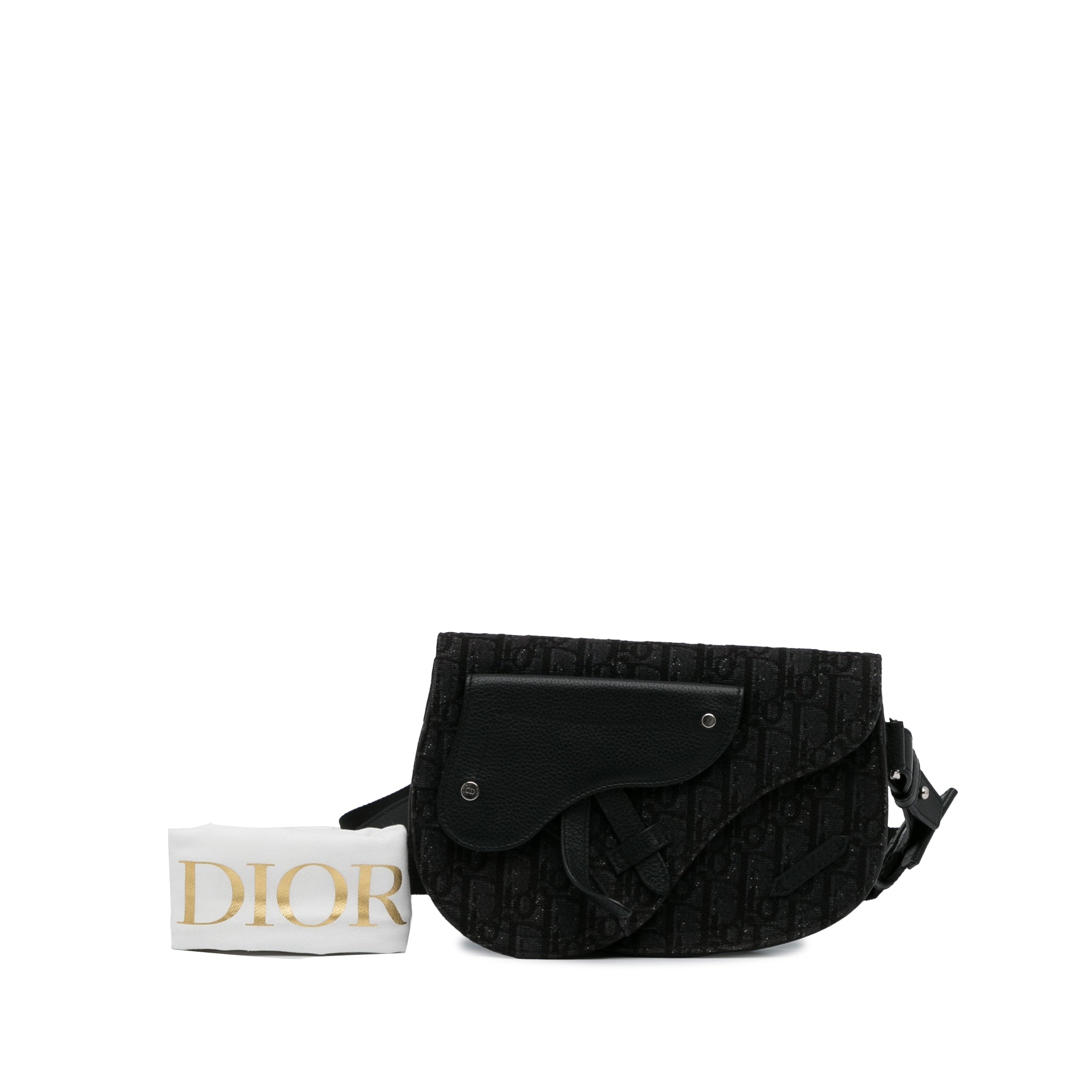 Dior | Pre-Owned Oblique Canvas Saddle Messenger Bag | Black