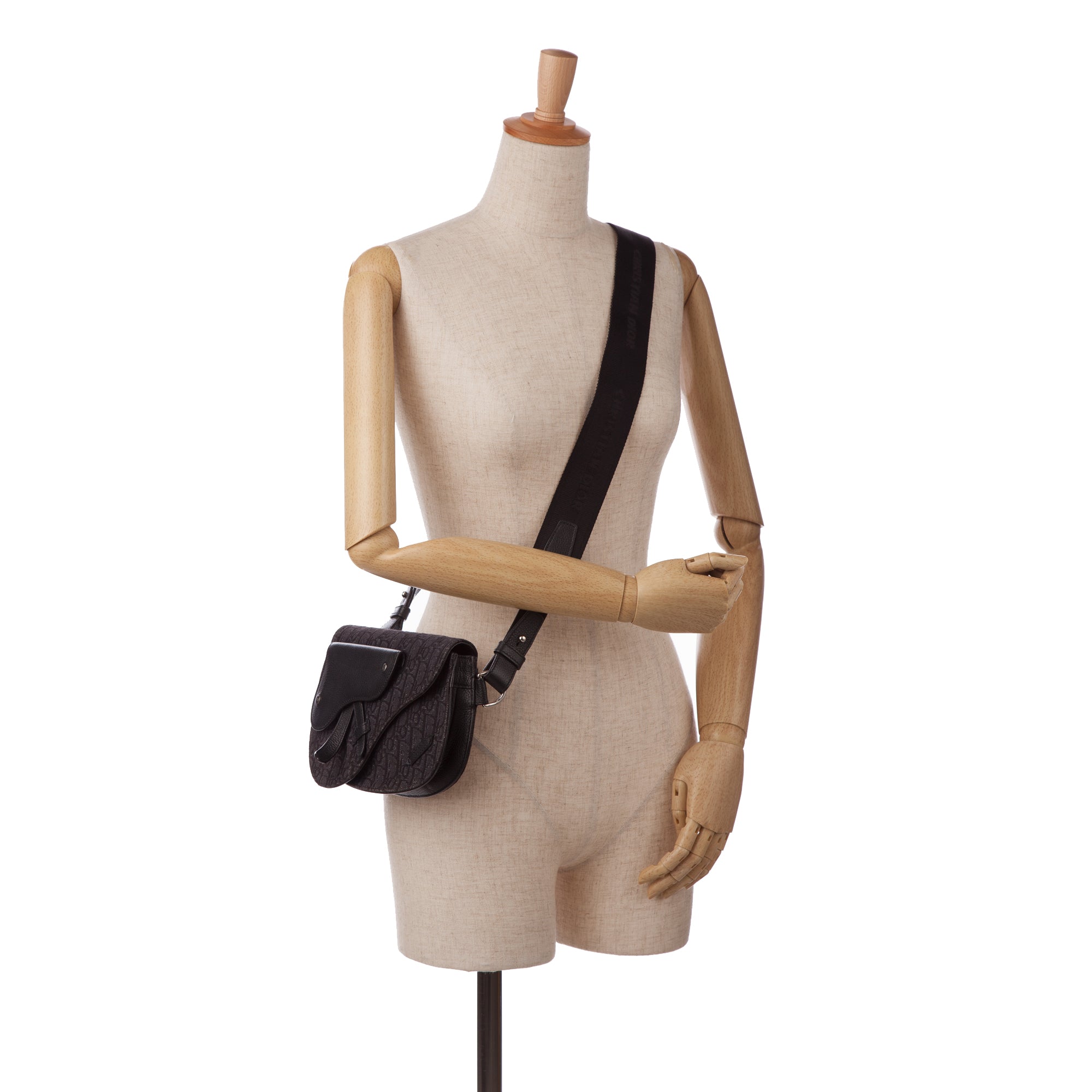 Dior | Pre-Owned Oblique Canvas Saddle Messenger Bag | Black