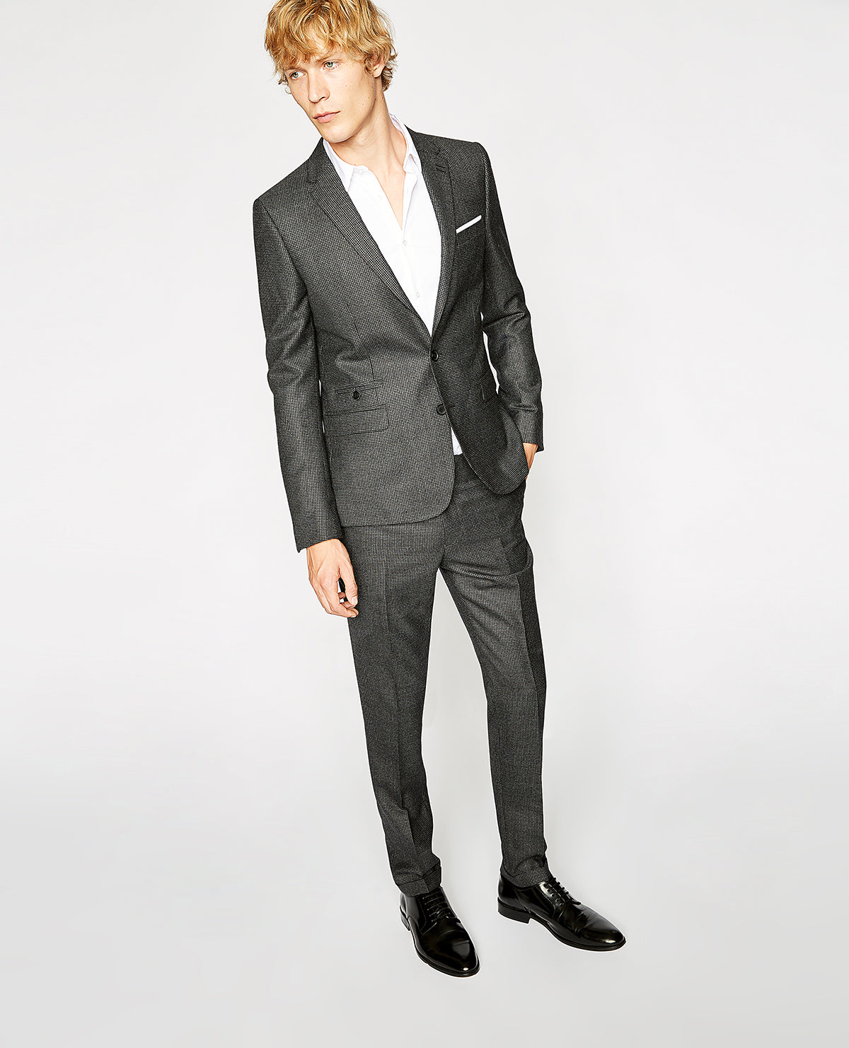 Faded Wool Suit Jacket | Men | Black Grey