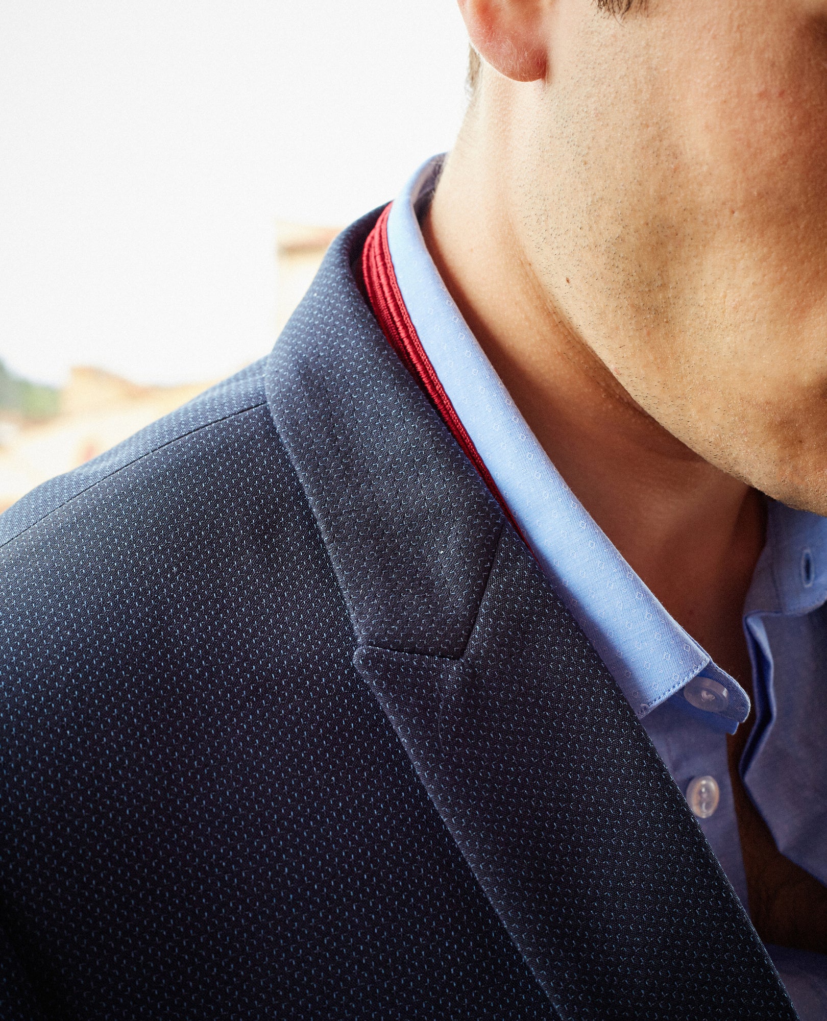 Suit Jacket With Micro-Motifs | Men | Navy x Blue