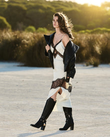 Women | Heavenly Bodies Lace Slip Dress | White/Black