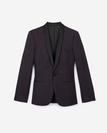 Wool Suit Jacket With Diamond Micro Motif | Men | Burgundy