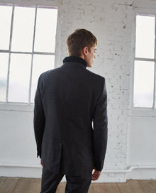 Dark Grey Wool Suit Jacket With White Micro Polka Dots | Men | Anthracite