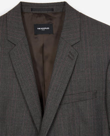 Prince Of Wales Wool Suit Jacket | Men | Grey Burgundy