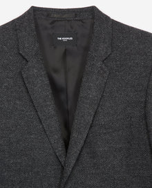 Wool Blazer With Herringbone Motif | Men | Black Grey