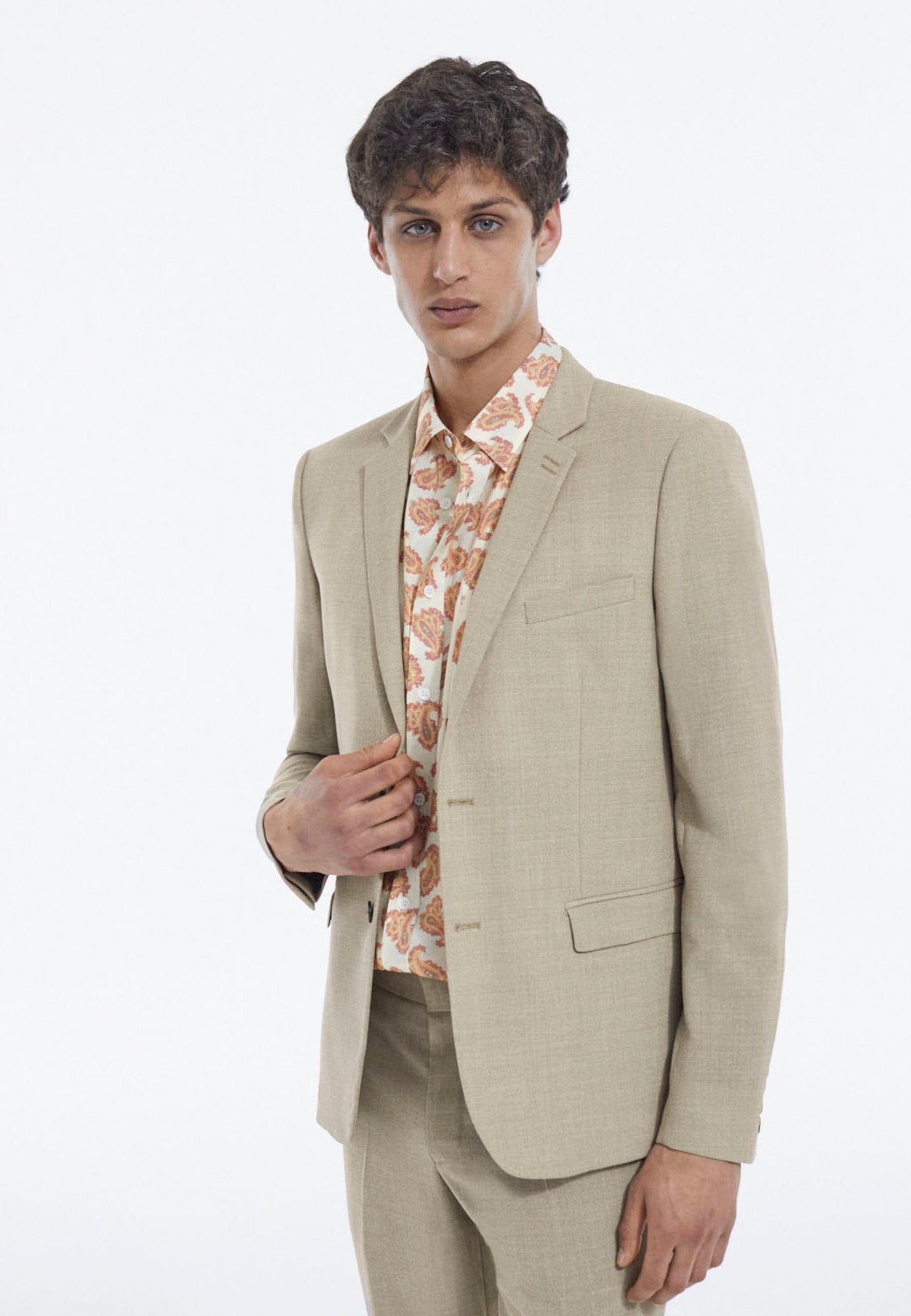 Smart Wool Blazer With Pockets | Men | Beige